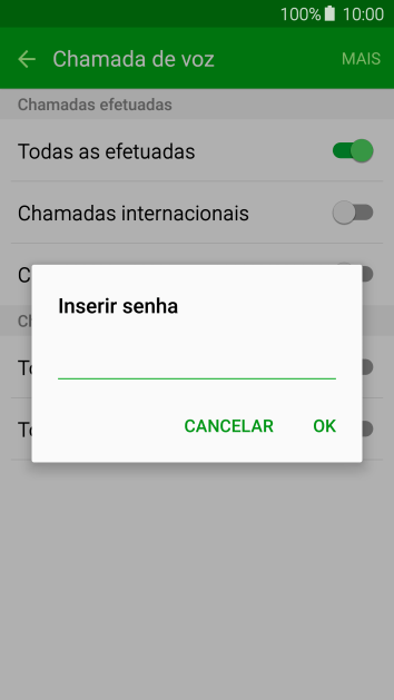 Digite sua senha de bloqueio, e pressione OK. Digite sua senha de bloqueio, e pressione OK.