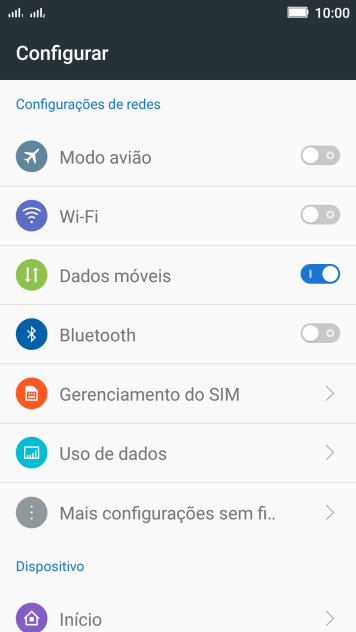 Pressione Dados móveis. Pressione Dados móveis.