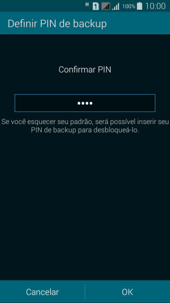 Digite o código PIN novamente e pressione OK. Digite o código PIN novamente e pressione OK.