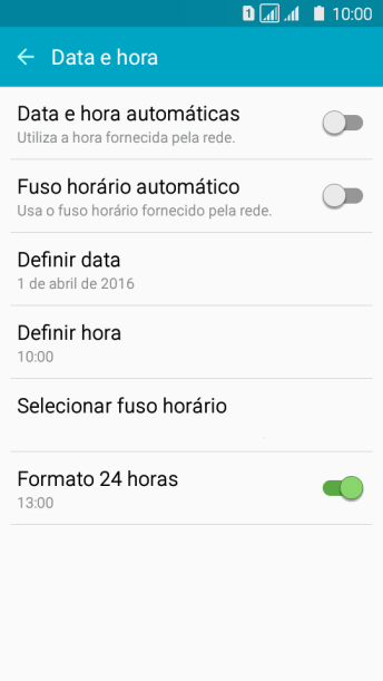 Pressione Data e hora automáticas para ativar a função. Pressione Data e hora automáticas para ativar a função.