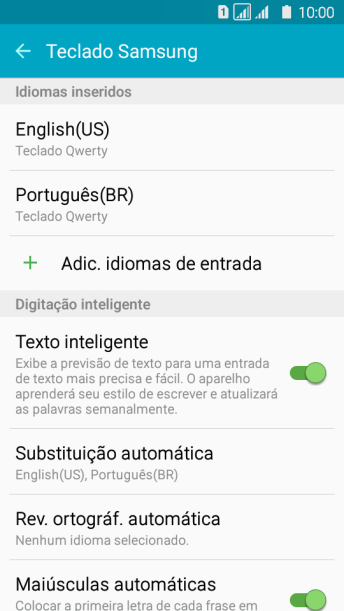 Pressione Texto inteligente para ativar a função. Pressione Texto inteligente para ativar a função.