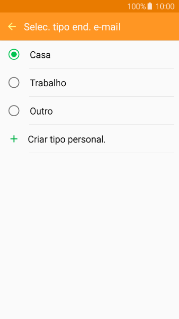 Pressione o tipo de e-mail desejado. Pressione o tipo de e-mail desejado.