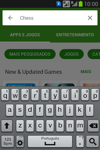 Insira o nome ou assunto do app desejado, e pressione o ícone de busca. Insira o nome ou assunto do app desejado, e pressione o ícone de busca.