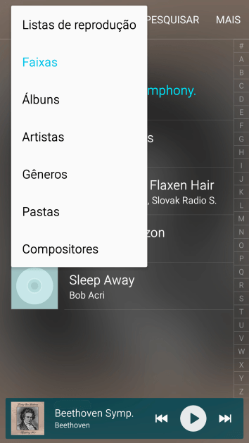 Pressione a categoria desejada, e navegue até o arquivo de música desejado. Pressione a categoria desejada, e navegue até o arquivo de música desejado.