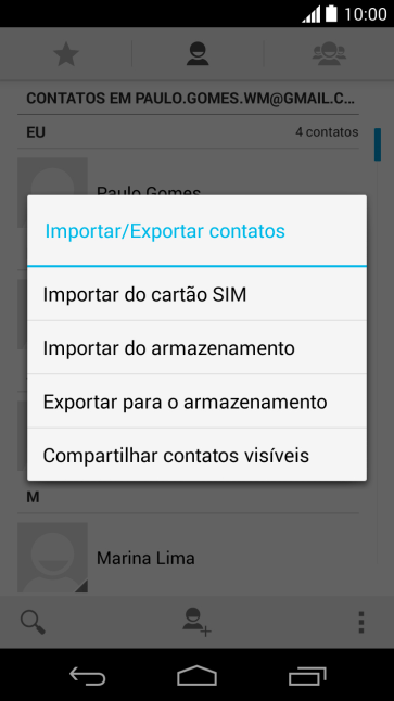 Pressione Importar do cartão SIM. Pressione Importar do cartão SIM.