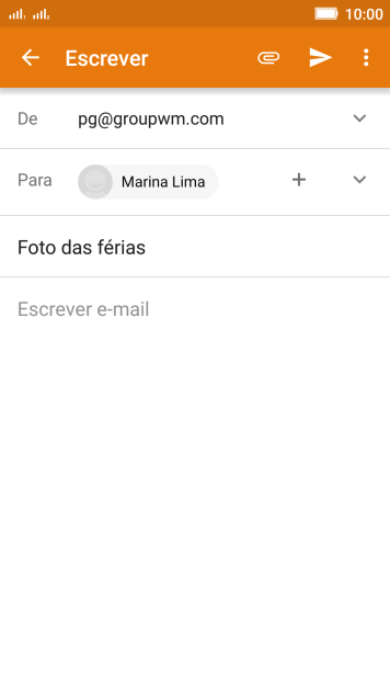 Pressioneo campo de escrever, e escreva o texto do seu e-mail. Pressioneo campo de escrever, e escreva o texto do seu e-mail.