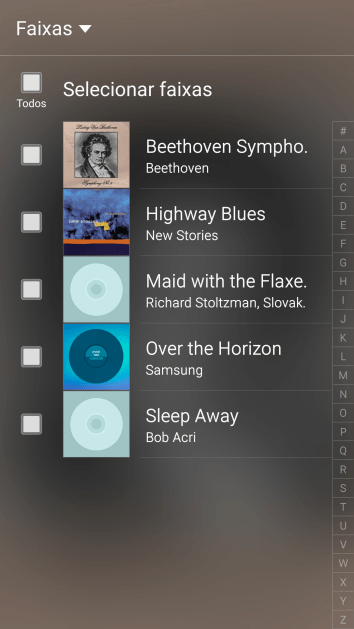 Pressione o arquivo de música desejado. Pressione o arquivo de música desejado.
