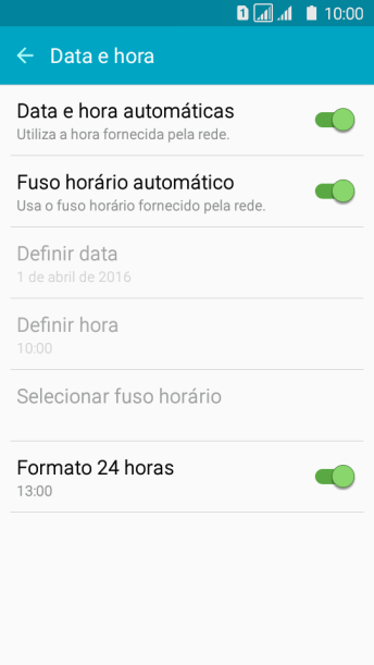 Pressione Fuso horário automático para ativar ou desativar a função. Pressione Fuso horário automático para ativar ou desativar a função.