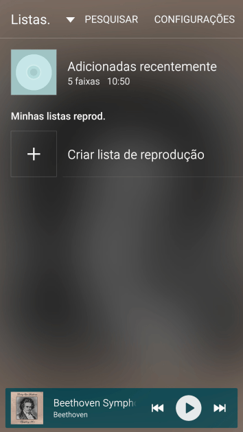 Pressione Criar lista de reprodução. Pressione Criar lista de reprodução.