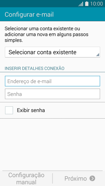 Pressione Endereço de e-mail, e digite o endereço de e-mail. Pressione Endereço de e-mail, e digite o endereço de e-mail.