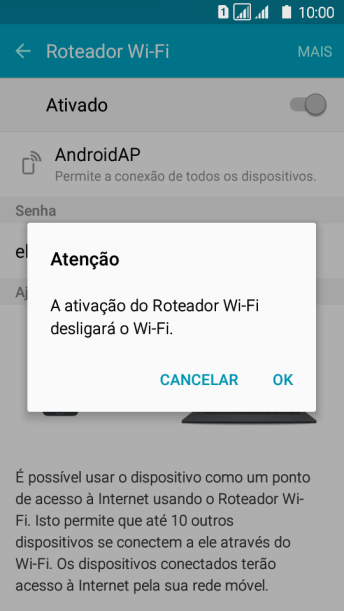 Se o Wi-Fi estiver ativado você deve pressionar OK. Se o Wi-Fi estiver ativado você deve pressionar OK.