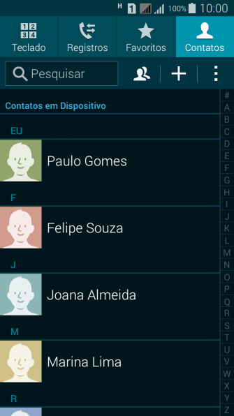 Pressione o ícone de novo contato. Pressione o ícone de novo contato.