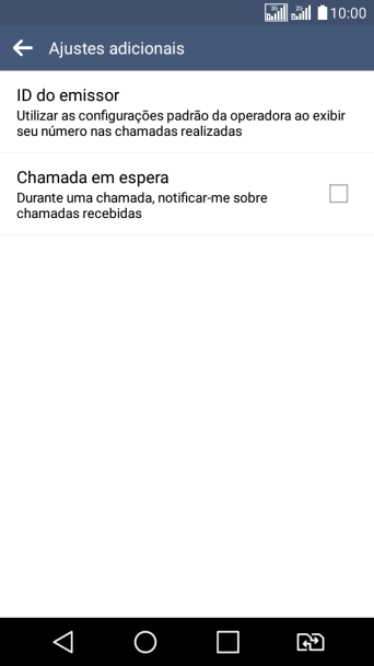Pressione Chamada em espera para ativar ou desativar a função. Pressione Chamada em espera para ativar ou desativar a função.