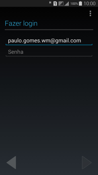 Pressione Senha, e digite a senha da sua conta Google. Pressione Senha, e digite a senha da sua conta Google.