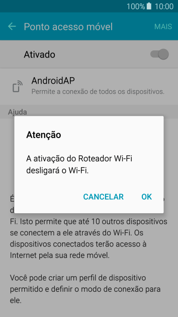 Se o Wi-Fi estiver ativado você deve pressionar OK. Se o Wi-Fi estiver ativado você deve pressionar OK.