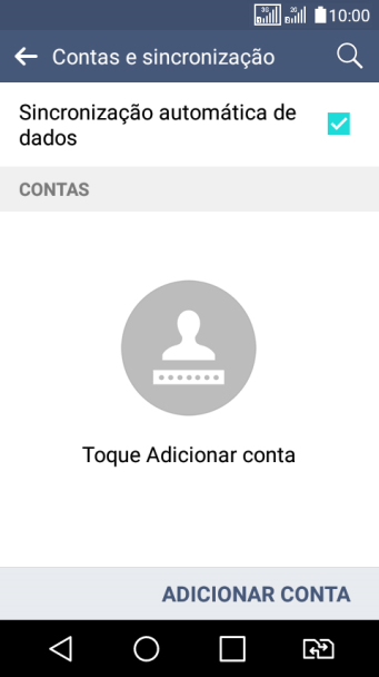 Pressione ADICIONAR CONTA. Pressione ADICIONAR CONTA.