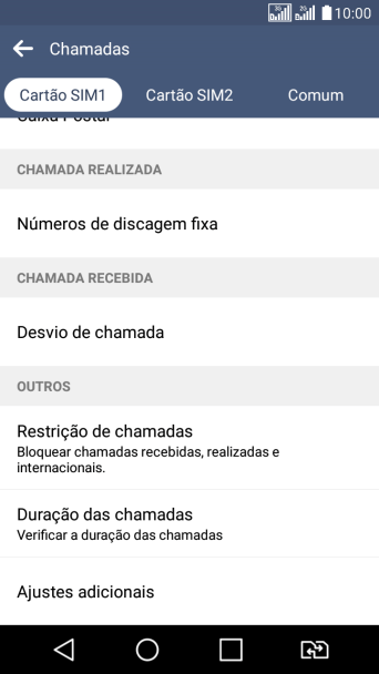 Pressione Ajustes adicionais. Pressione Ajustes adicionais.