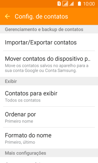 Pressione Importar/Exportar contatos. Pressione Importar/Exportar contatos.