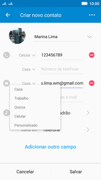 Pressione o tipo de e-mail desejado. Pressione o tipo de e-mail desejado.