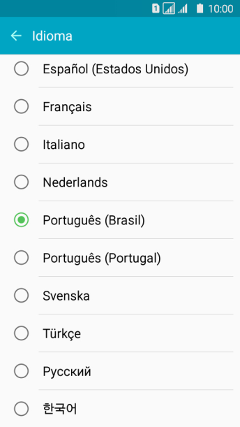 Pressione o idioma desejado. Pressione o idioma desejado.