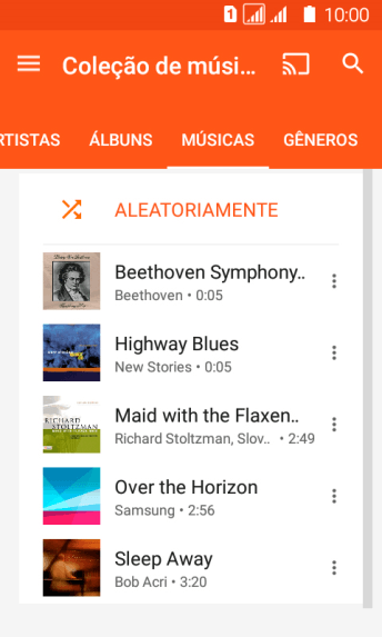 Pressione o arquivo de música desejado. Pressione o arquivo de música desejado.