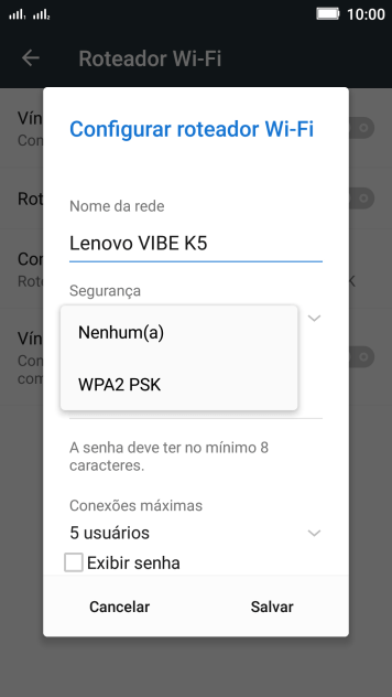 Pressione WPA2 PSK para proteger seu Roteador Wi-Fi com uma senha. Pressione WPA2 PSK para proteger seu Roteador Wi-Fi com uma senha.