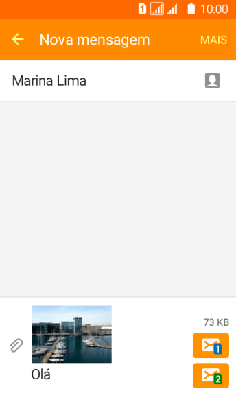 Pressione o ícone de enviar, quando você terminar de escrever a MMS. Pressione o ícone de enviar, quando você terminar de escrever a MMS.