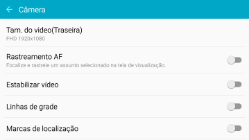 Pressione Marcas de localização para ativar ou desativar a função. Pressione Marcas de localização para ativar ou desativar a função.