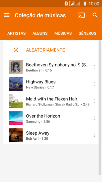 Pressione o arquivo de música desejado. Pressione o arquivo de música desejado.