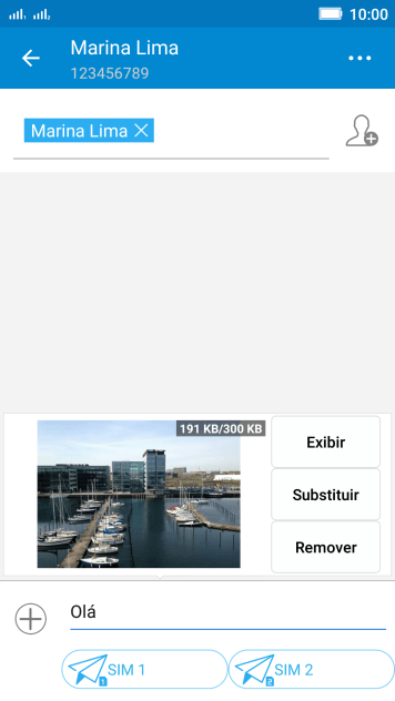 Pressione o chip desejado, quando você terminar de escrever a MMS. Pressione o chip desejado, quando você terminar de escrever a MMS.