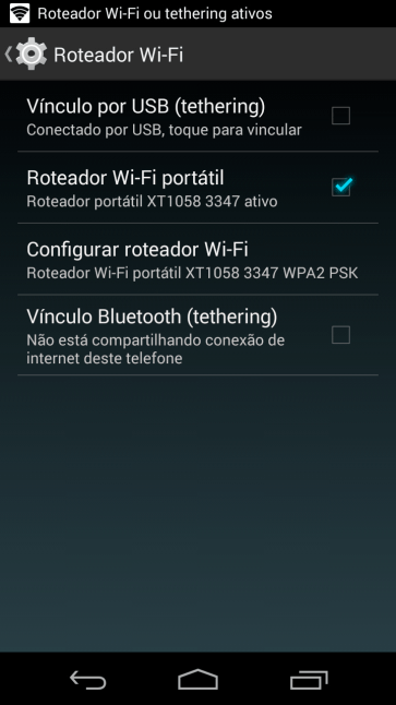 Pressione Roteador Wi-Fi portátil para ativar a função. Pressione Roteador Wi-Fi portátil para ativar a função.