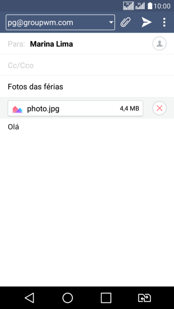 Pressione o ícone de enviar, quando você terminar de escrever seu e-mail. Pressione o ícone de enviar, quando você terminar de escrever seu e-mail.