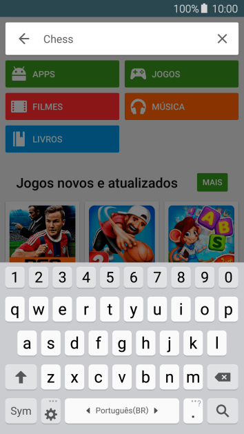 Insira o nome ou assunto do app desejado, e pressione o ícone de busca. Insira o nome ou assunto do app desejado, e pressione o ícone de busca.