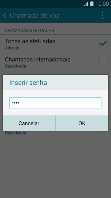 Digite sua senha de bloqueio, e pressione OK. Digite sua senha de bloqueio, e pressione OK.