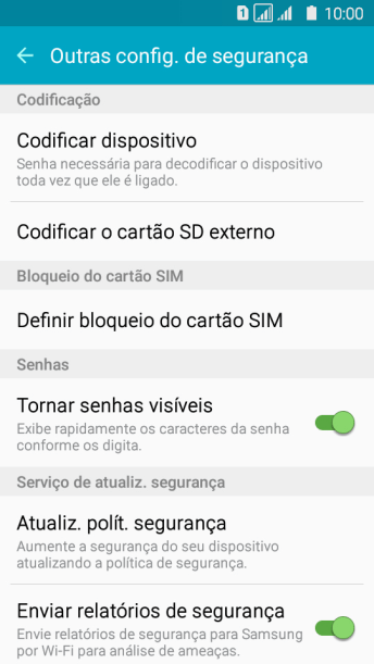 Pressione Definir bloqueio do cartão SIM. Pressione Definir bloqueio do cartão SIM.