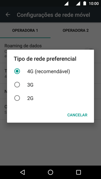 Pressione o tipo de rede. Pressione o tipo de rede.