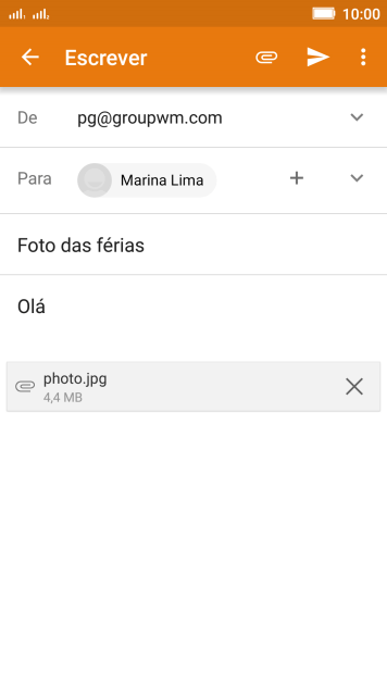 Pressione o ícone de enviar, quando você terminar de escrever seu e-mail. Pressione o ícone de enviar, quando você terminar de escrever seu e-mail.