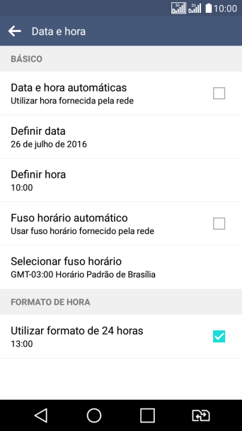 Pressione Data e hora automáticas para ativar a função. Pressione Data e hora automáticas para ativar a função.