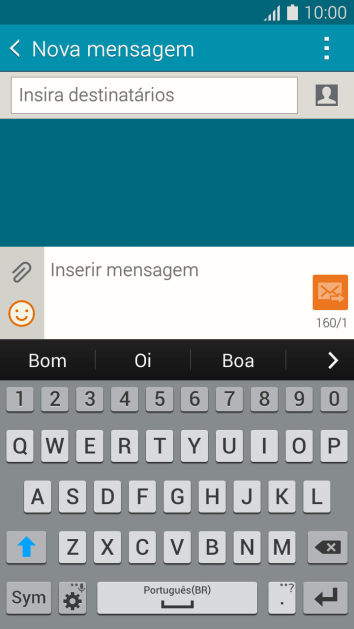 Abra uma nota, mensagem ou e-mail, para que o teclado fique visível na tela, e o celular pronto para a digitação. Abra uma nota, mensagem ou e-mail, para que o teclado fique visível na tela, e o celular pronto para a digitação.