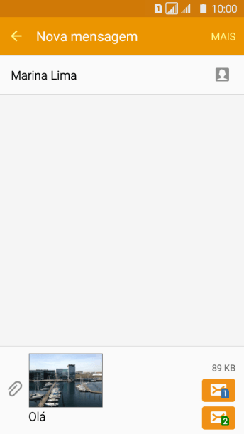 Pressione o ícone de enviar, quando você terminar de escrever a MMS. Pressione o ícone de enviar, quando você terminar de escrever a MMS.