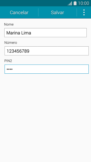 Digite o código PIN2, e pressione Salvar. Digite o código PIN2, e pressione Salvar.
