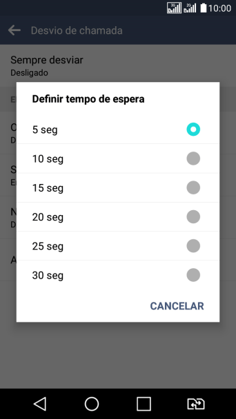 Se você encaminhar chamadas perdidas, você deve selecionar o intervalo do encaminhamento. Pressione o intervalo desejado. Se você encaminhar chamadas perdidas, você deve selecionar o intervalo do encaminhamento. Pressione o intervalo desejado.