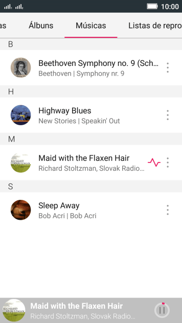 Pressione o título da música abaixo na tela. Pressione o título da música abaixo na tela.