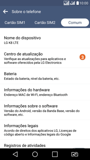 Pressione Centro de atualização. Pressione Centro de atualização.