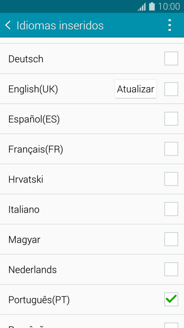 Pressione o idioma desejado. Pressione o idioma desejado.