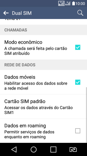 Pressione Cartão SIM padrão. Pressione Cartão SIM padrão.