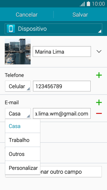 Pressione o tipo de e-mail desejado. Pressione o tipo de e-mail desejado.