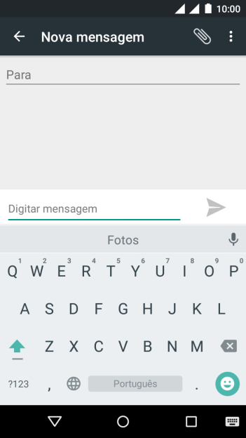 Abra uma nota, mensagem ou e-mail, para que o teclado fique visível na tela, e o celular pronto para a digitação. Abra uma nota, mensagem ou e-mail, para que o teclado fique visível na tela, e o celular pronto para a digitação.