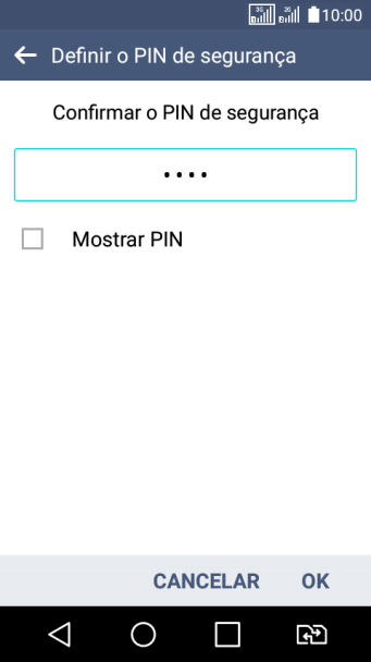 Digite o código PIN novamente e pressione OK. Digite o código PIN novamente e pressione OK.