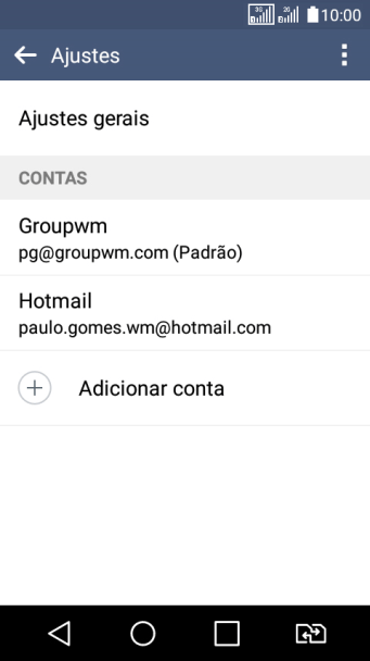 Pressione a conta de e-mail desejada. Pressione a conta de e-mail desejada.
